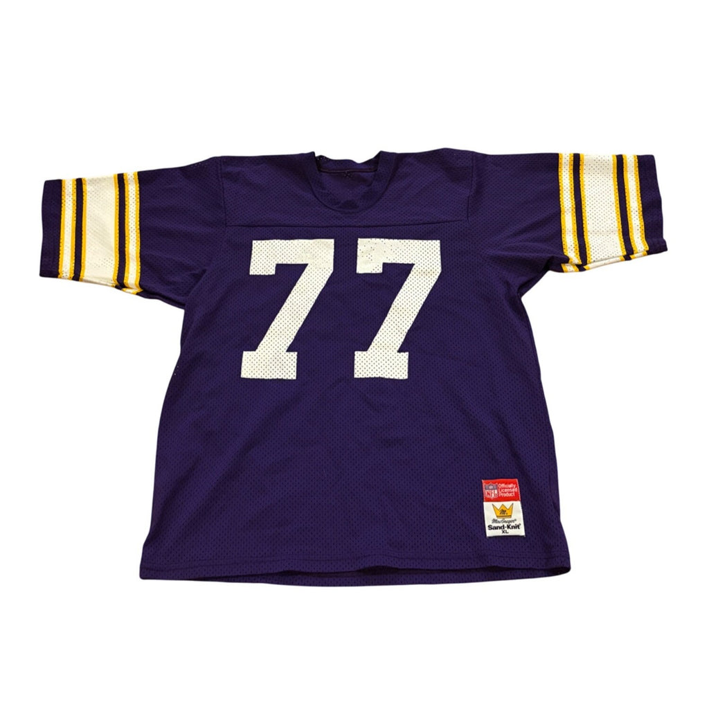 Vintage 1980's Sandknit Minnesota Vikings Mark Mullaney #77 NFL Jersey Men's XL