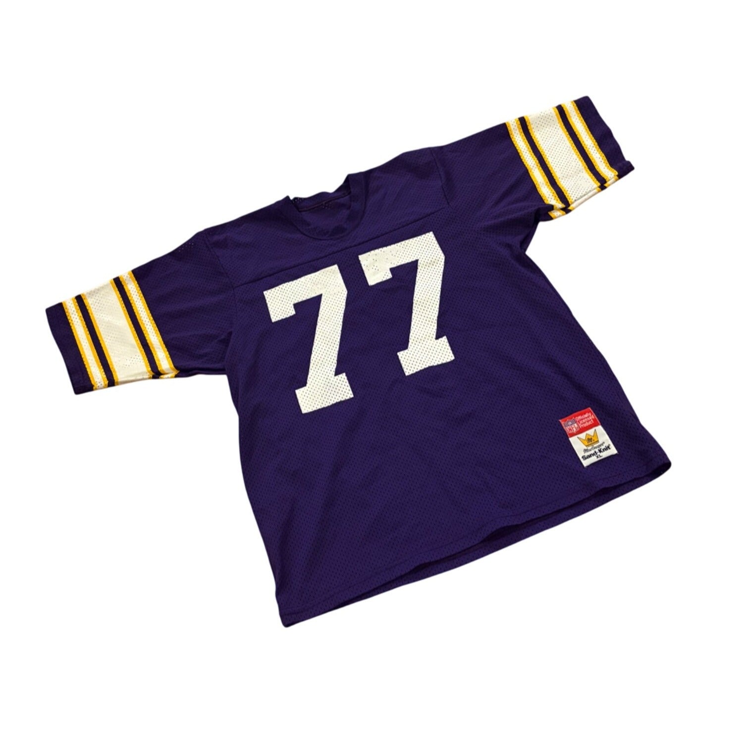 Vintage 1980's Sandknit Minnesota Vikings Mark Mullaney #77 NFL Jersey Men's XL