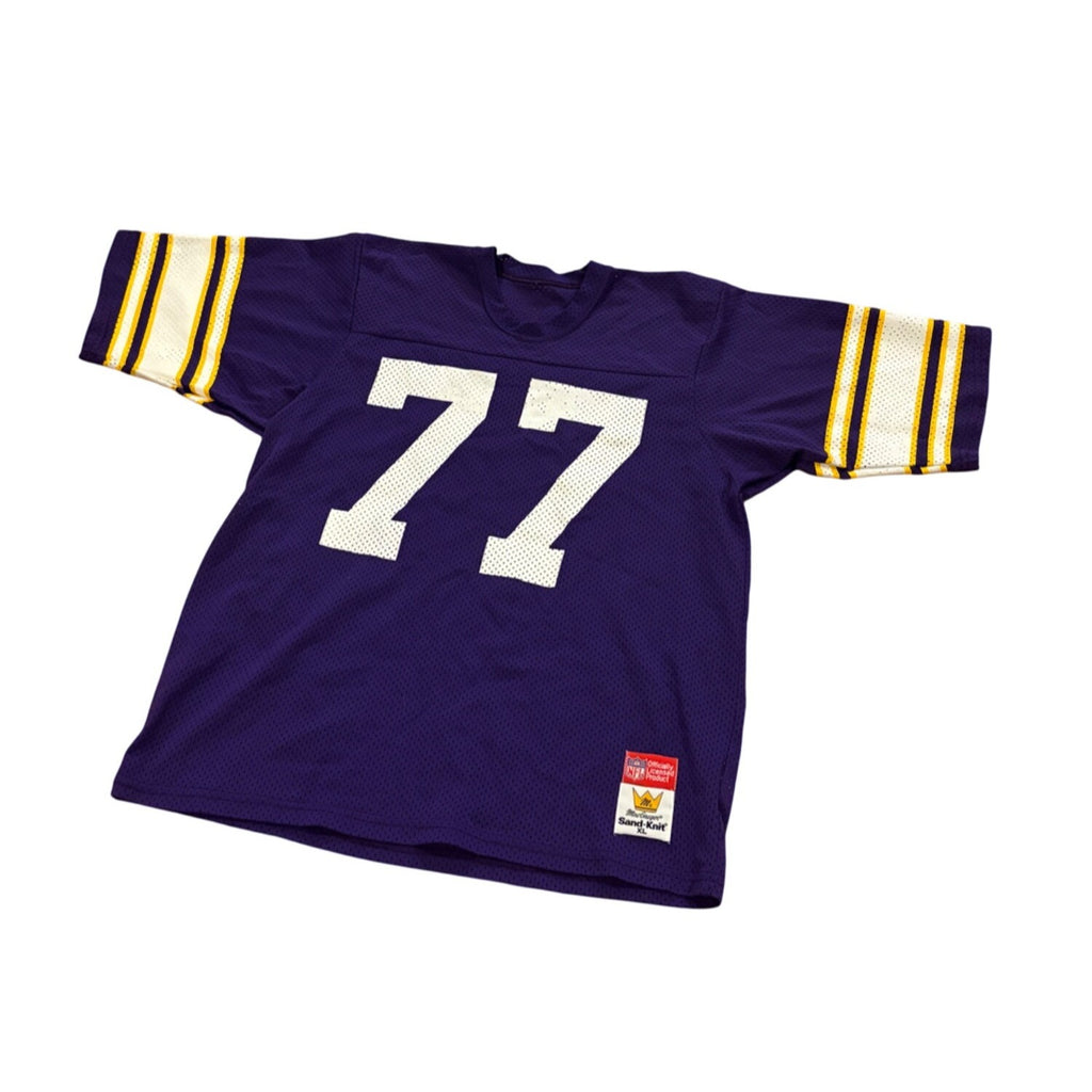Vintage 1980's Sandknit Minnesota Vikings Mark Mullaney #77 NFL Jersey Men's XL