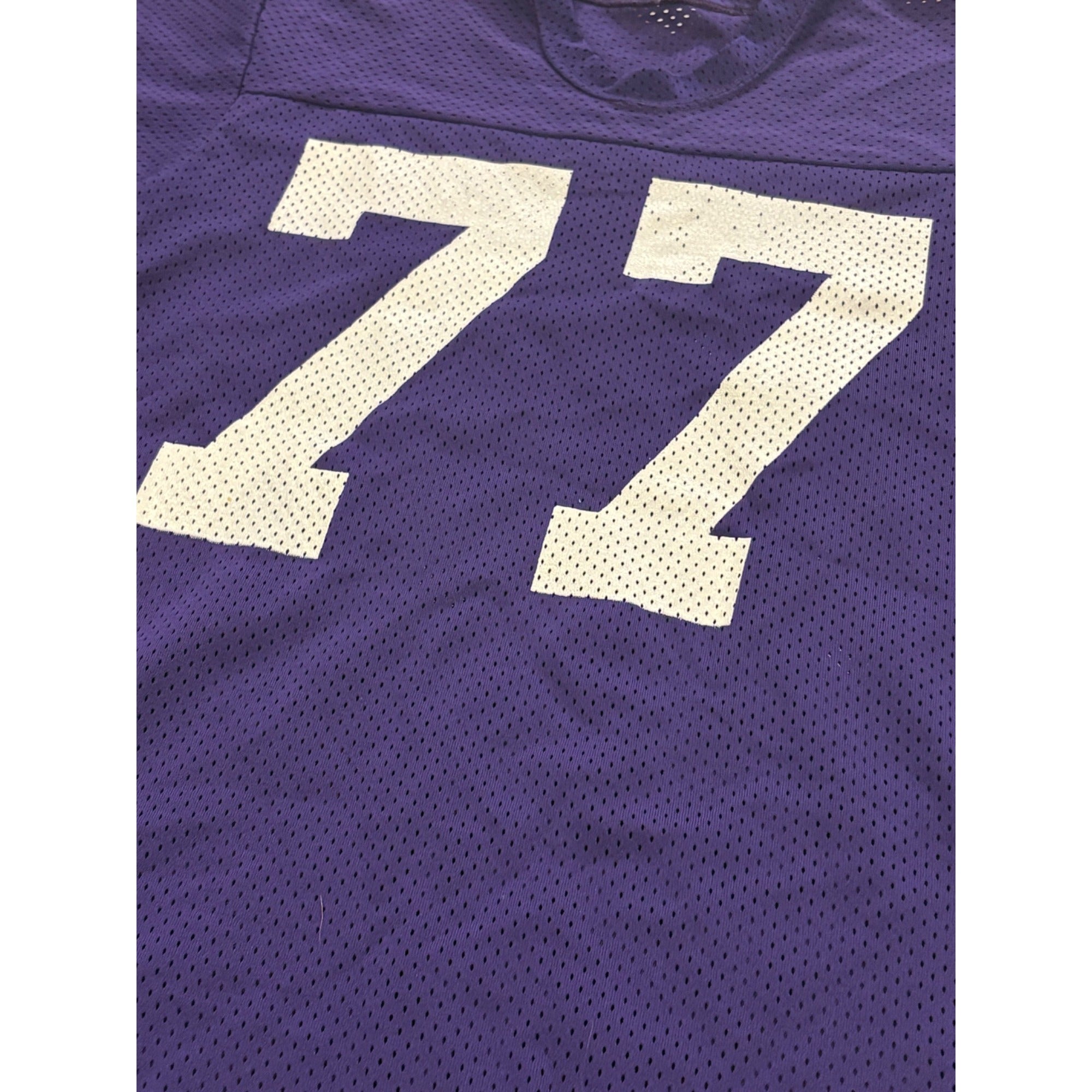 Vintage 1980's Sandknit Minnesota Vikings Mark Mullaney #77 NFL Jersey Men's XL