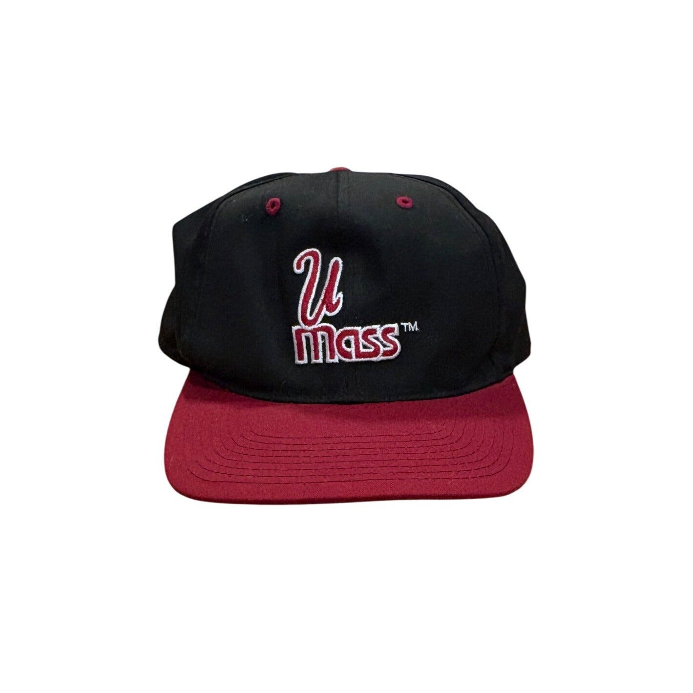 Vintage 90s The G Cap UMass Minutemen Snapback Hat Black NCAA