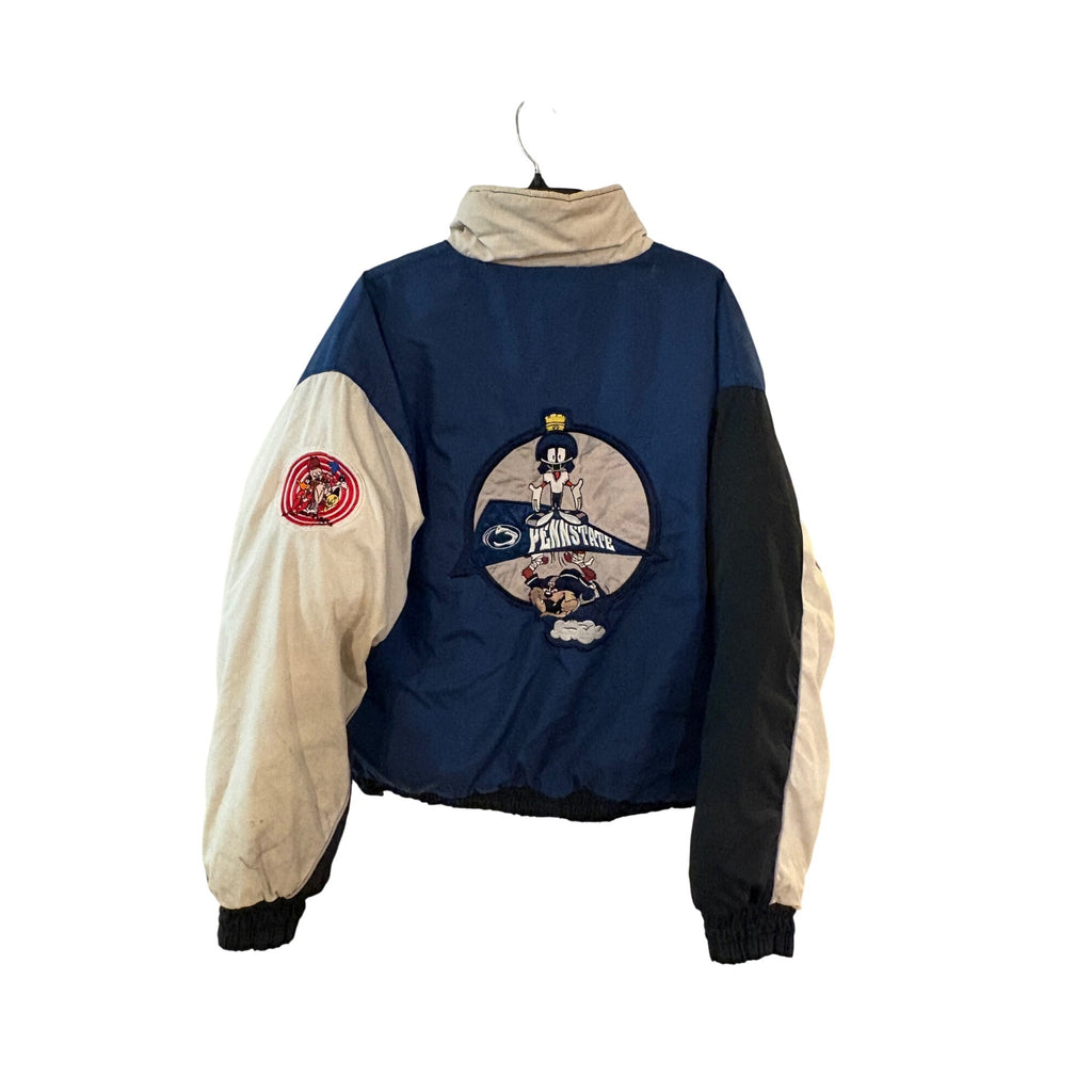 Rare Vintage 90’s Penn State Looney Tunes Zip Up Down Jacket Men XL Taz Marvin