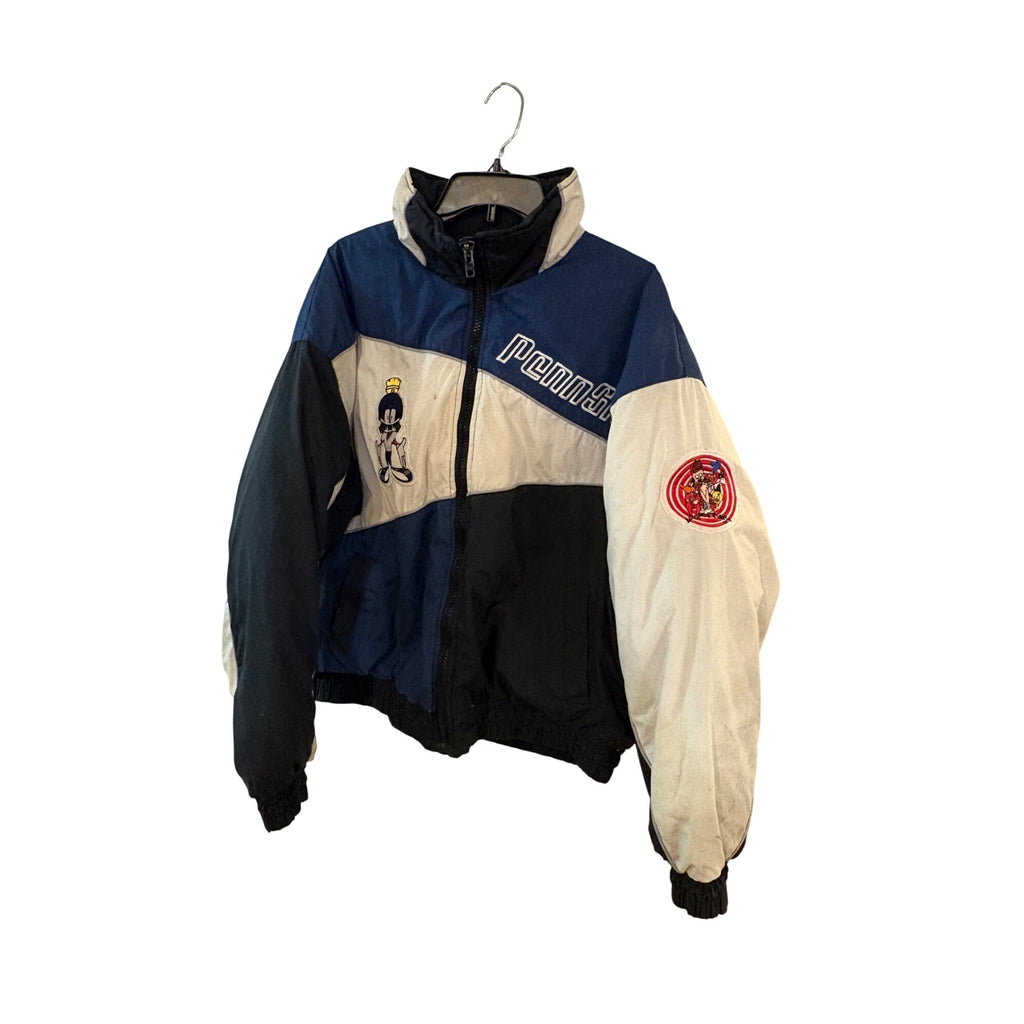 Rare Vintage 90’s Penn State Looney Tunes Zip Up Down Jacket Men XL Taz Marvin