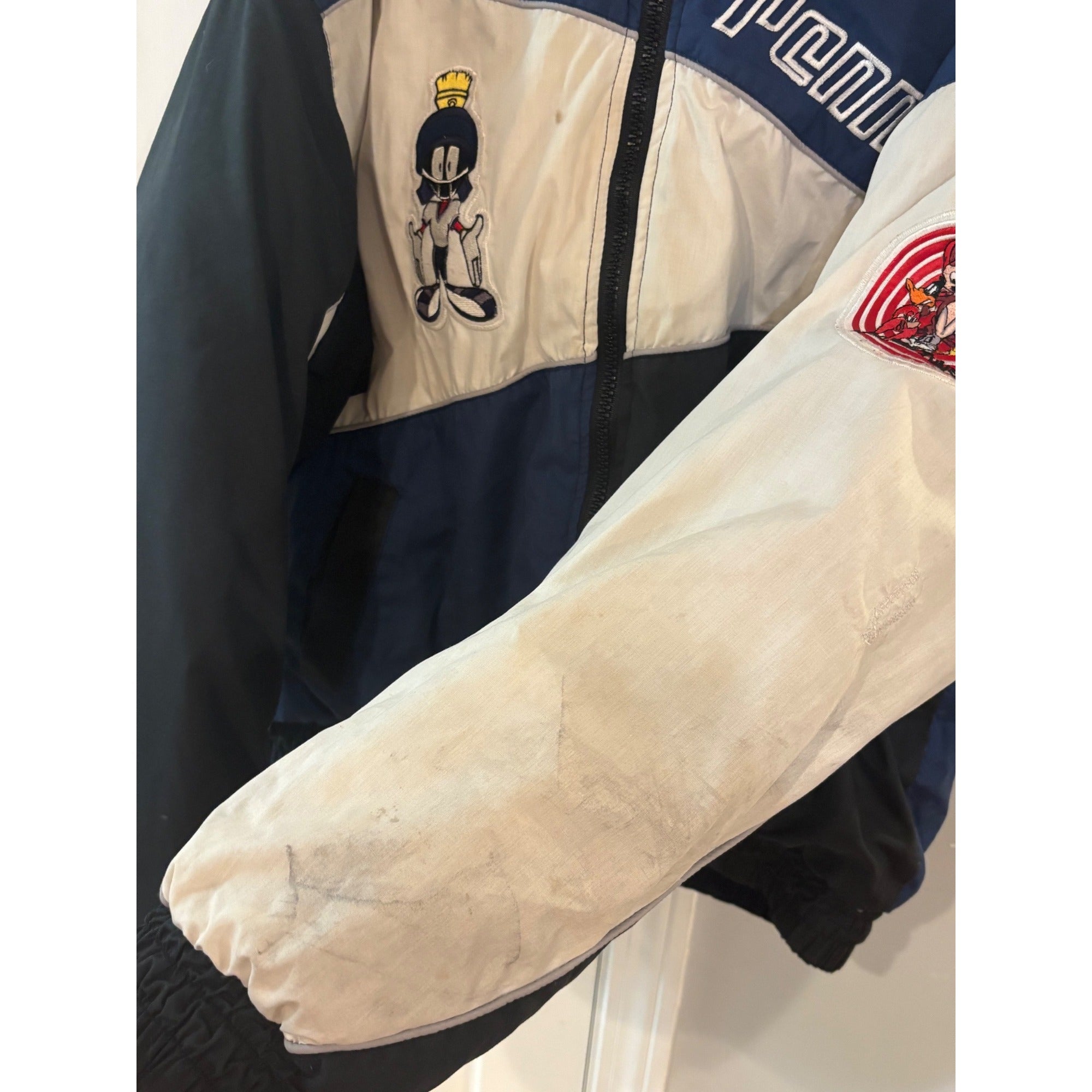 Rare Vintage 90’s Penn State Looney Tunes Zip Up Down Jacket Men XL Taz Marvin