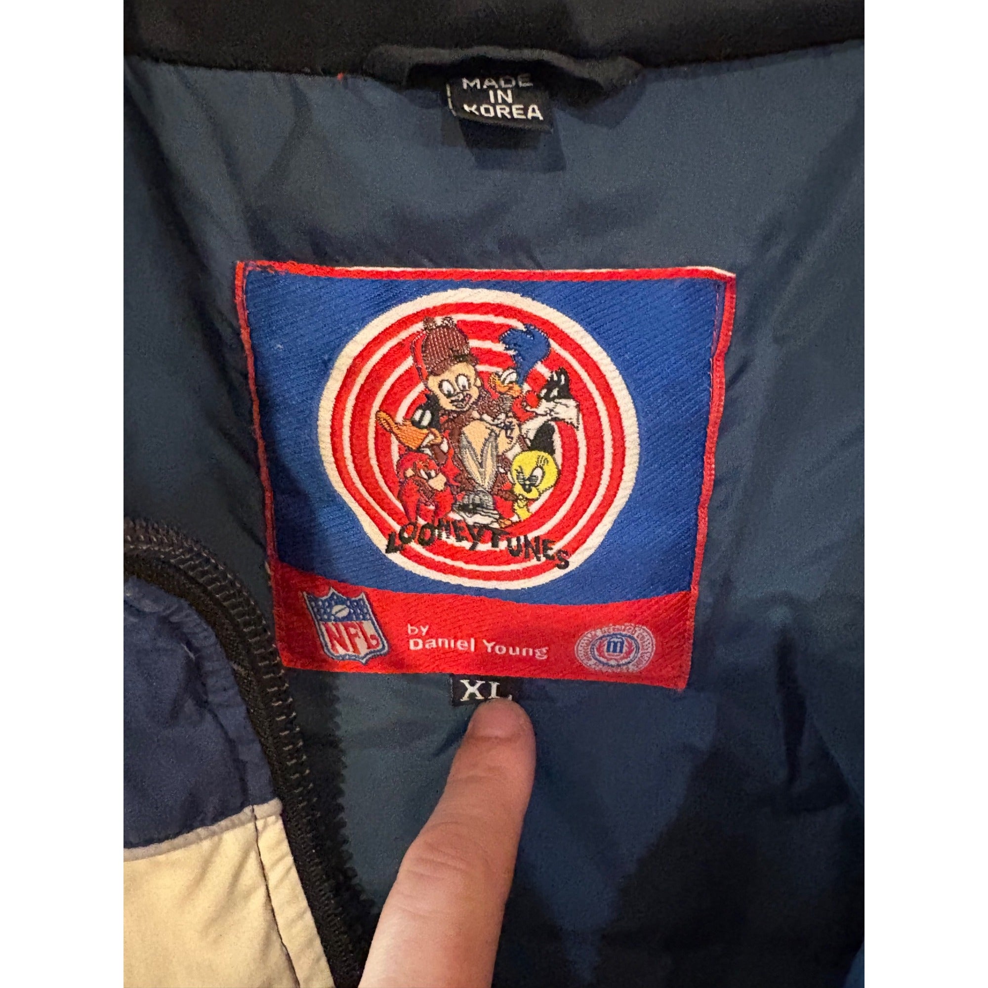 Rare Vintage 90’s Penn State Looney Tunes Zip Up Down Jacket Men XL Taz Marvin