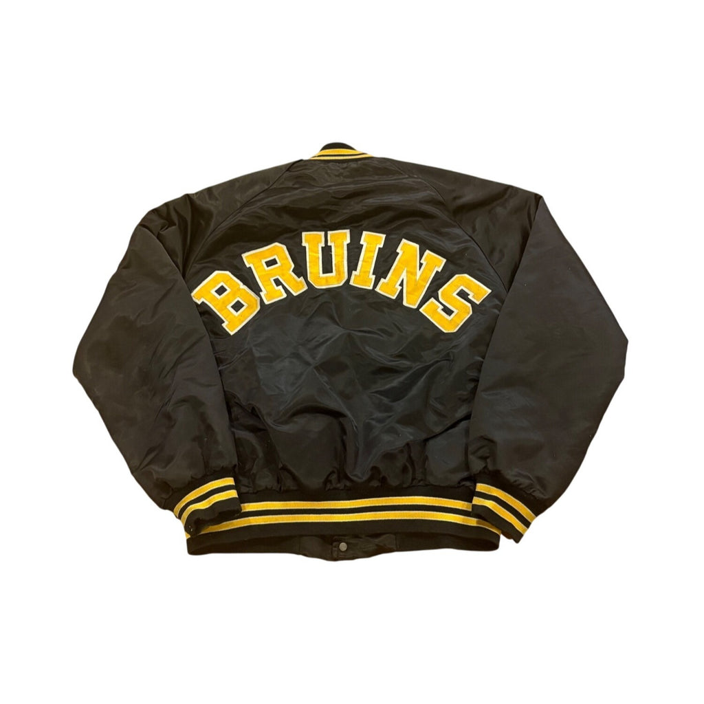 Vintage 80s Chalk Line Boston Bruins NHL Hockey Satin Jacket Black Men's Large