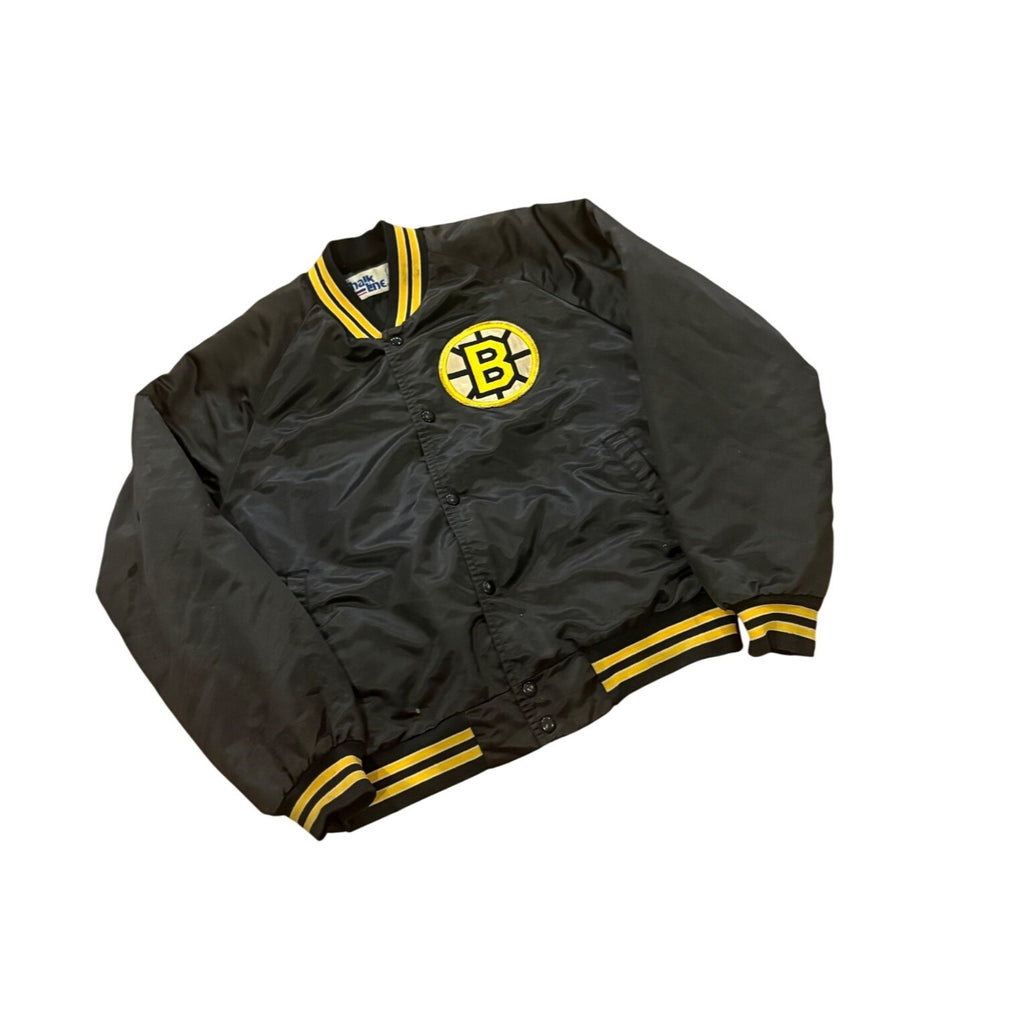 Vintage 80s Chalk Line Boston Bruins NHL Hockey Satin Jacket Black Men's Large