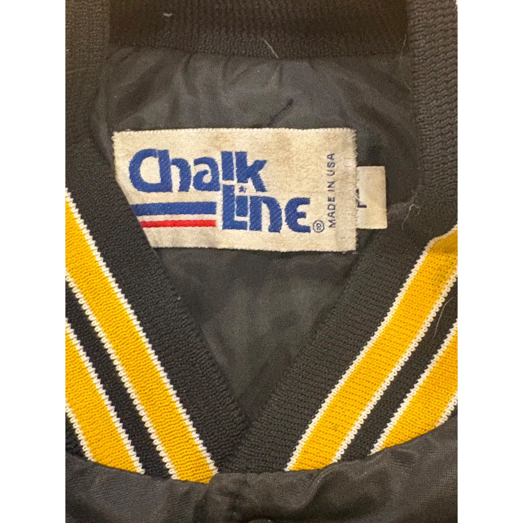 Vintage 80s Chalk Line Boston Bruins NHL Hockey Satin Jacket Black Men's Large