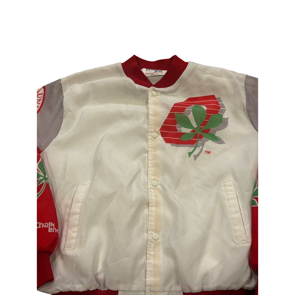 Vintage 80s Ohio State Buckeyes Chalk Line Fanimation Jacket USA Made Size XL
