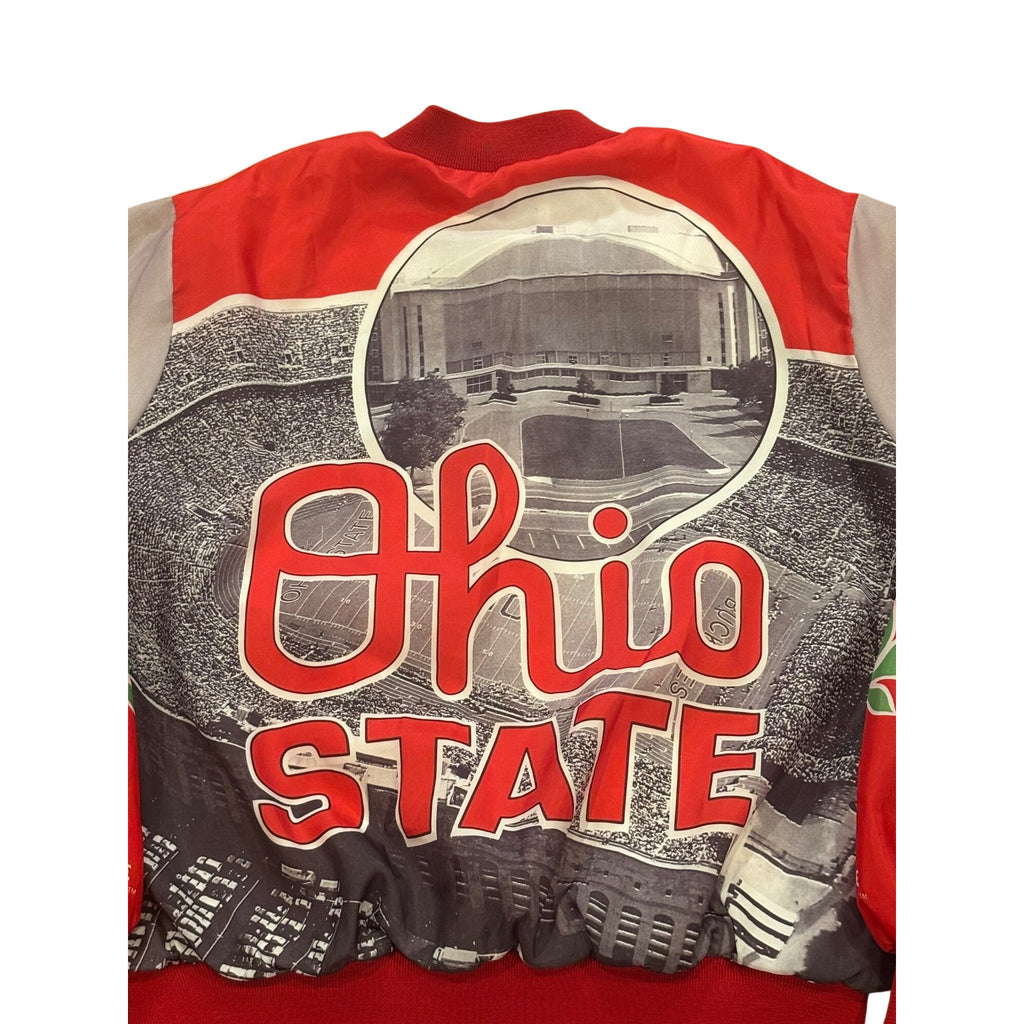 Vintage 80s Ohio State Buckeyes Chalk Line Fanimation Jacket USA Made Size XL