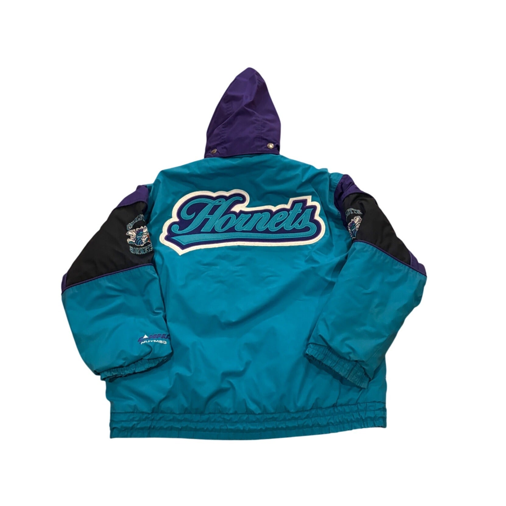 Vintage 90's Nutmeg Charlotte Hornets NBA Hooded Full Zip Jacket Men's Size XL