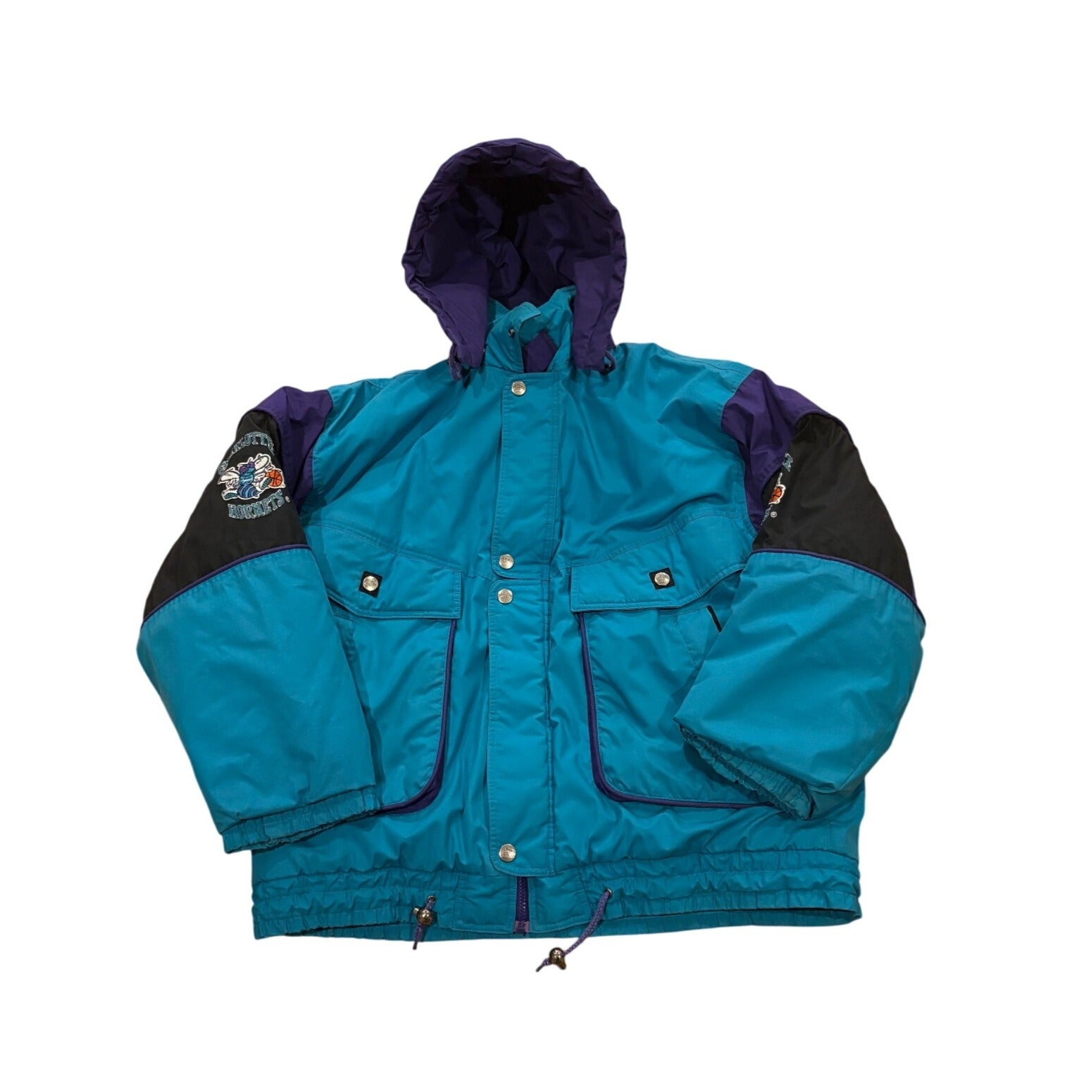 Vintage 90's Nutmeg Charlotte Hornets NBA Hooded Full Zip Jacket Men's Size XL