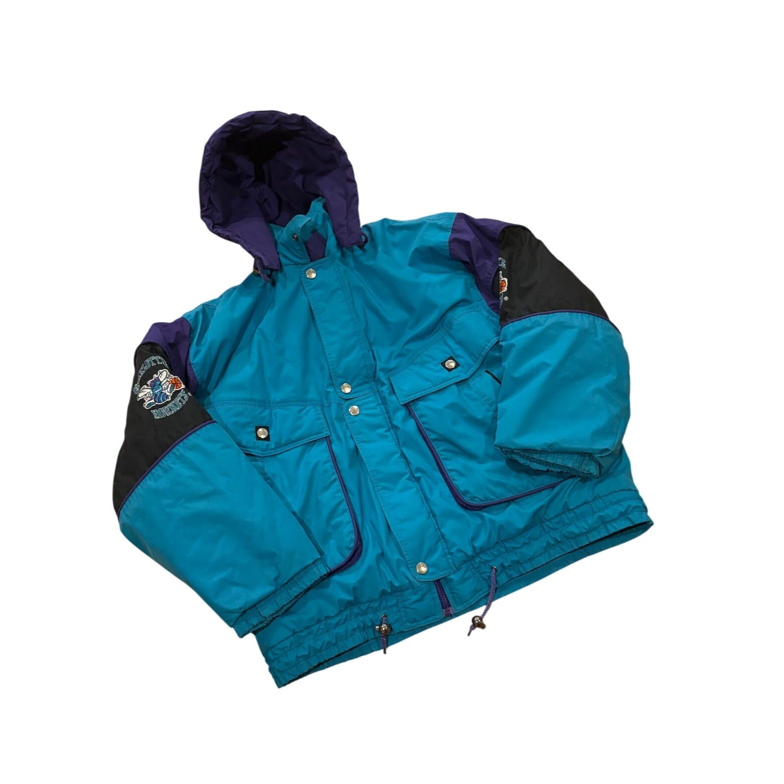 Vintage 90's Nutmeg Charlotte Hornets NBA Hooded Full Zip Jacket Men's Size XL