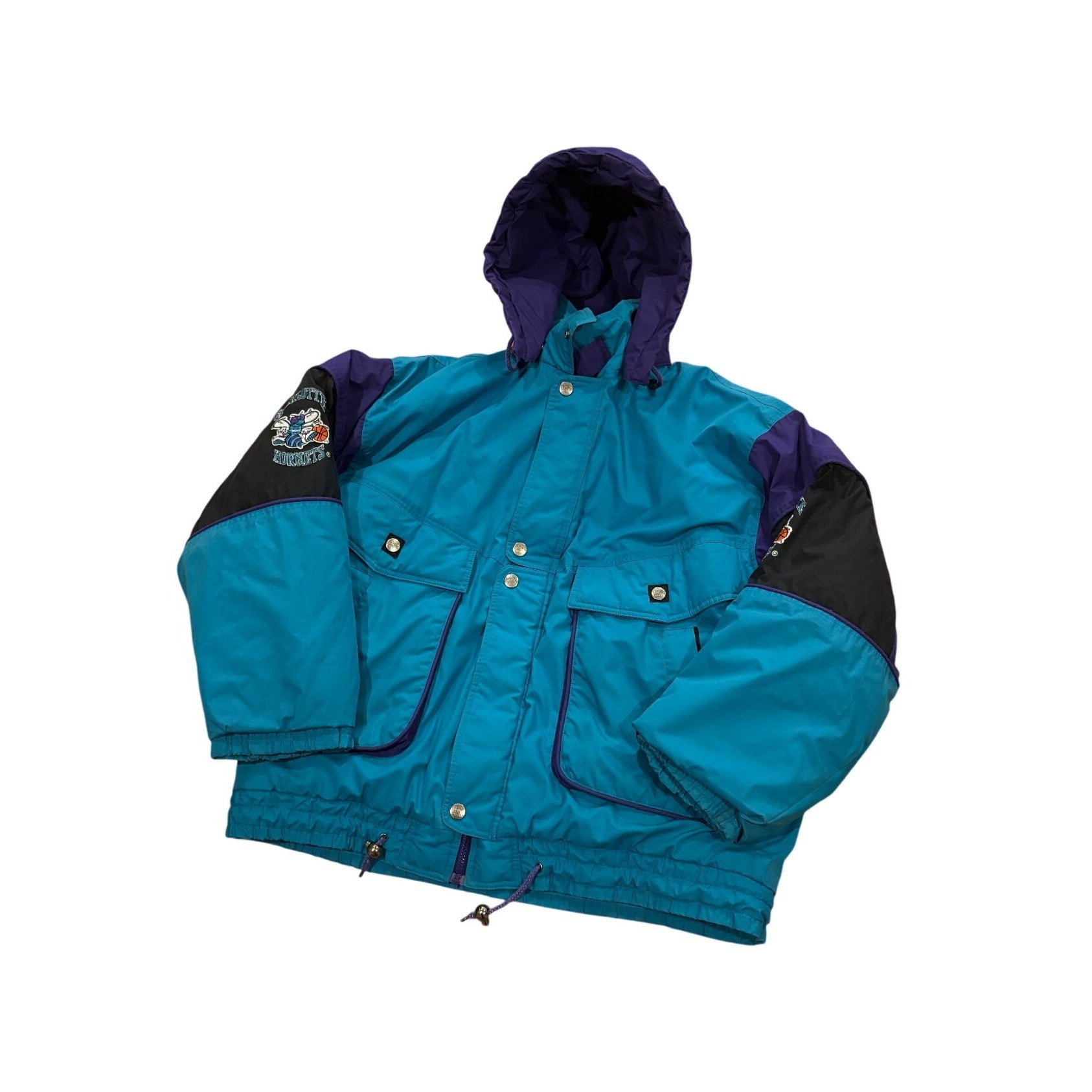Vintage 90's Nutmeg Charlotte Hornets NBA Hooded Full Zip Jacket Men's Size XL