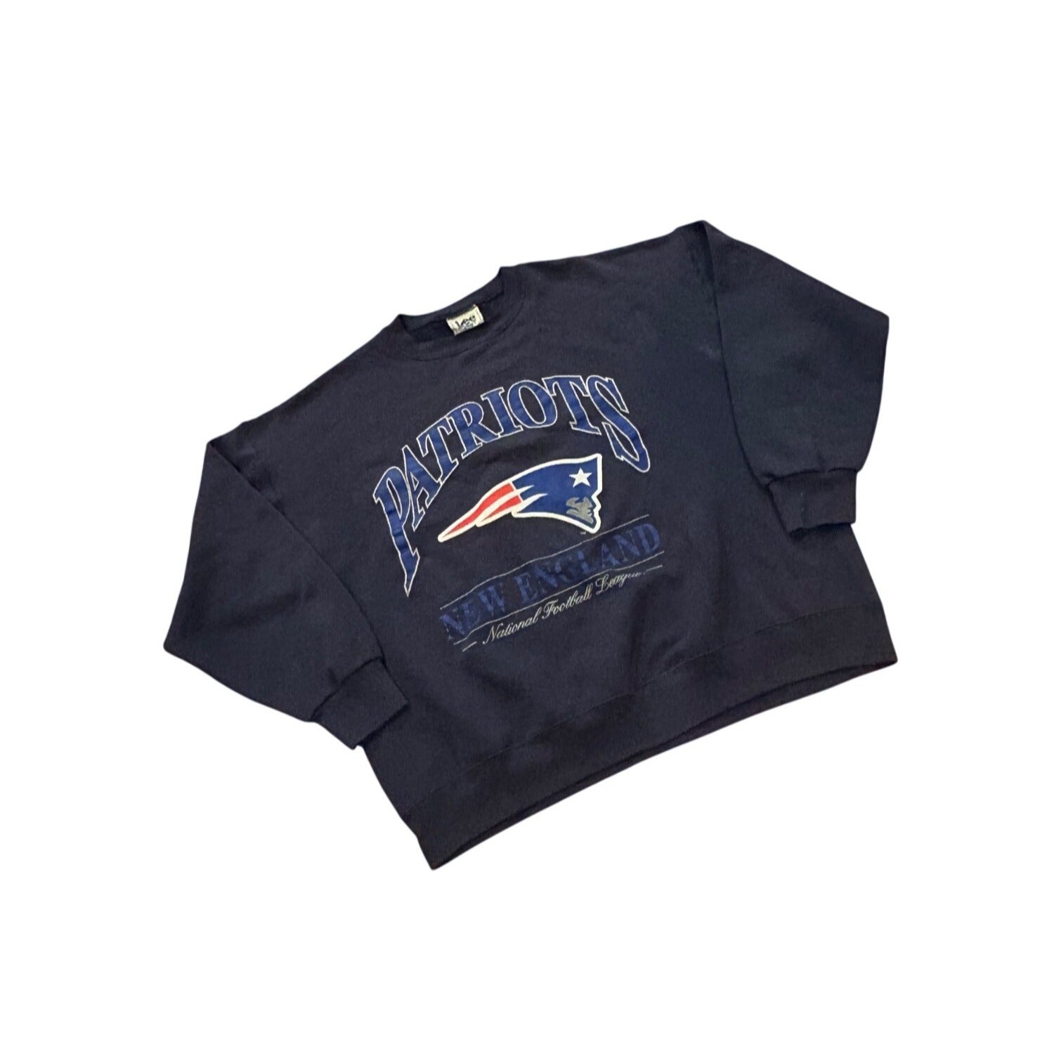 Vintage 90s Lee New England Patriots NFL Crewneck Sweatshirt Navy Blue Men's 2XL