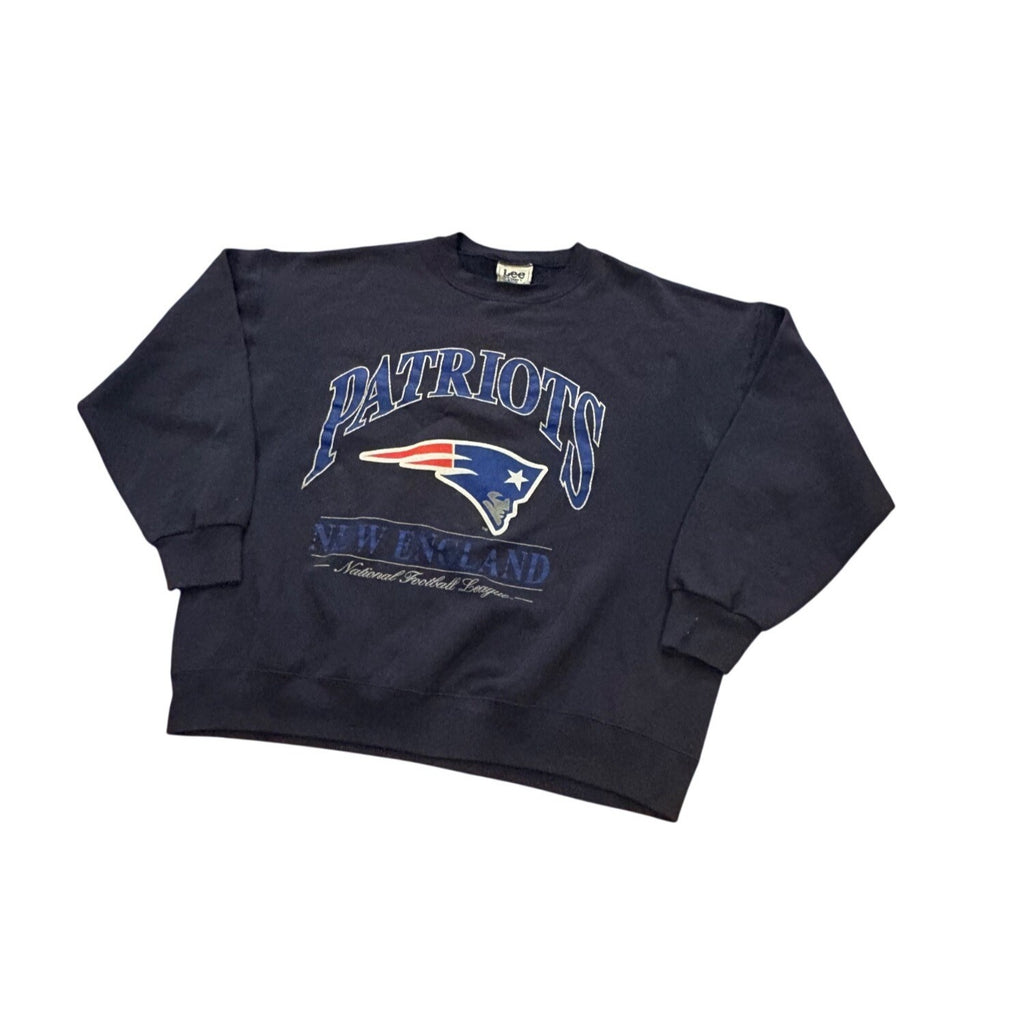 Vintage 90s Lee New England Patriots NFL Crewneck Sweatshirt Navy Blue Men's 2XL