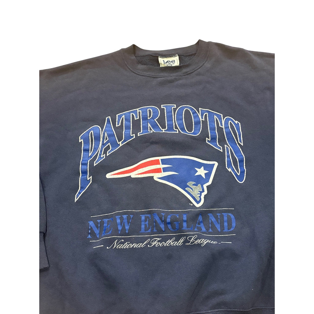 Vintage 90s Lee New England Patriots NFL Crewneck Sweatshirt Navy Blue Men's 2XL